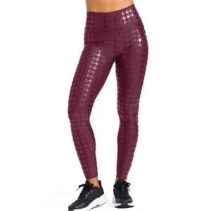Peloton Show Up Printed Legging Maroon Foil Houndstooth  - Size Medium
